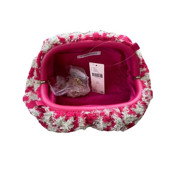 NWT Anthropologie Frankie Mini Tweed Pink Houndstooth Clutch Pouch Pink W Strap - Picture 4 of 8